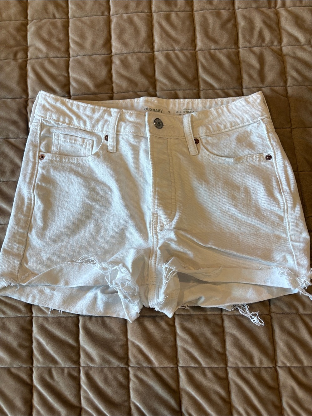 Old Navy White Distressed Denim Cutoff Shorts